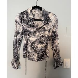 St John Couture Silk Collared Paisley Blouse
